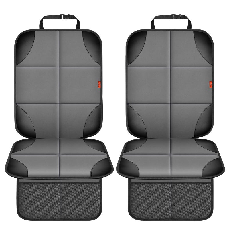 XHYANG Car Seat Protector 2 Pack Car Seat Cushion Mat Thickest Padding,Waterproof 600D Fabric Car Seat Covers for Non-Slip Backing Mesh Pockets for Baby and Pet 2 Seat Protector Gray - Image 2